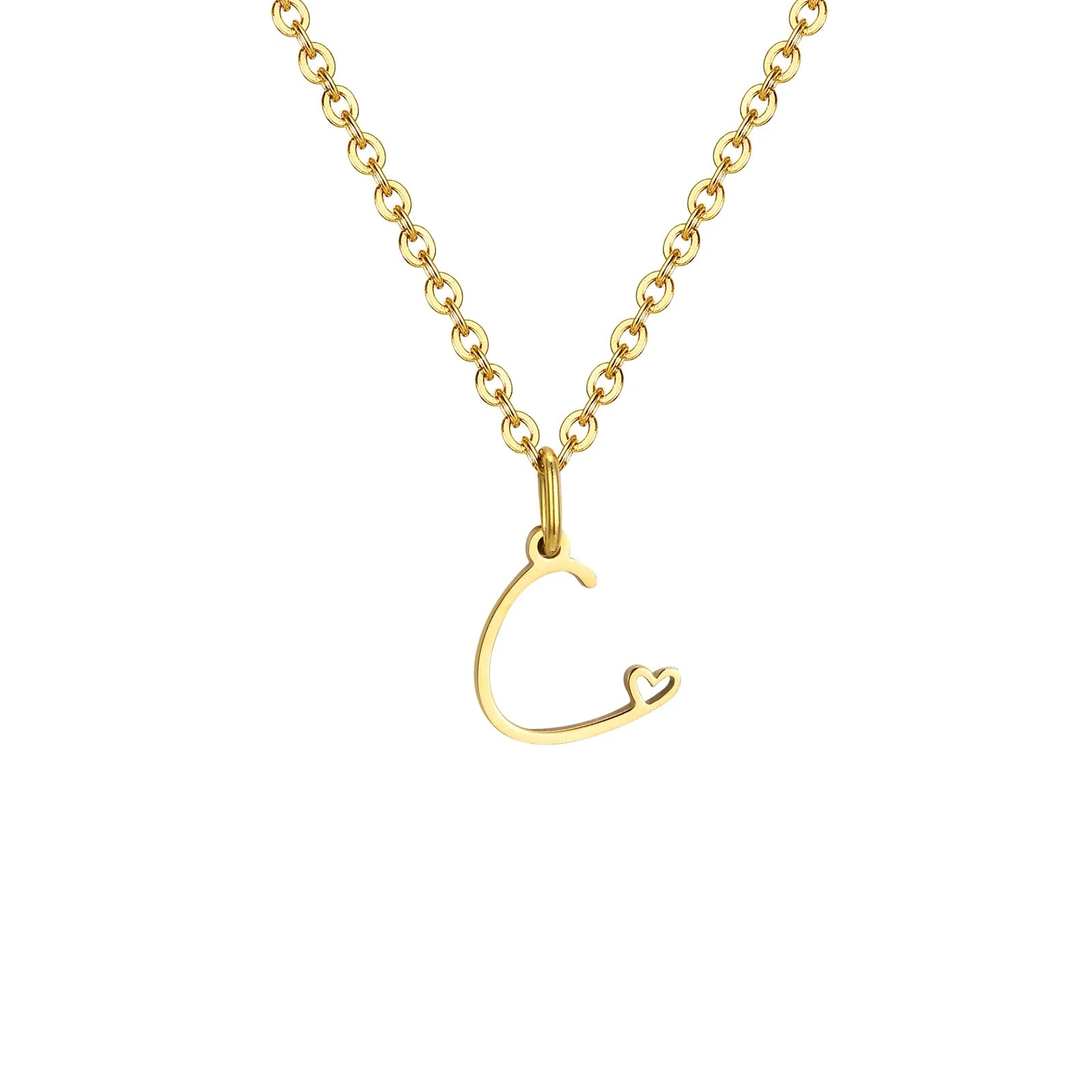 Damesketting met hanger met initiaalletter en hart c