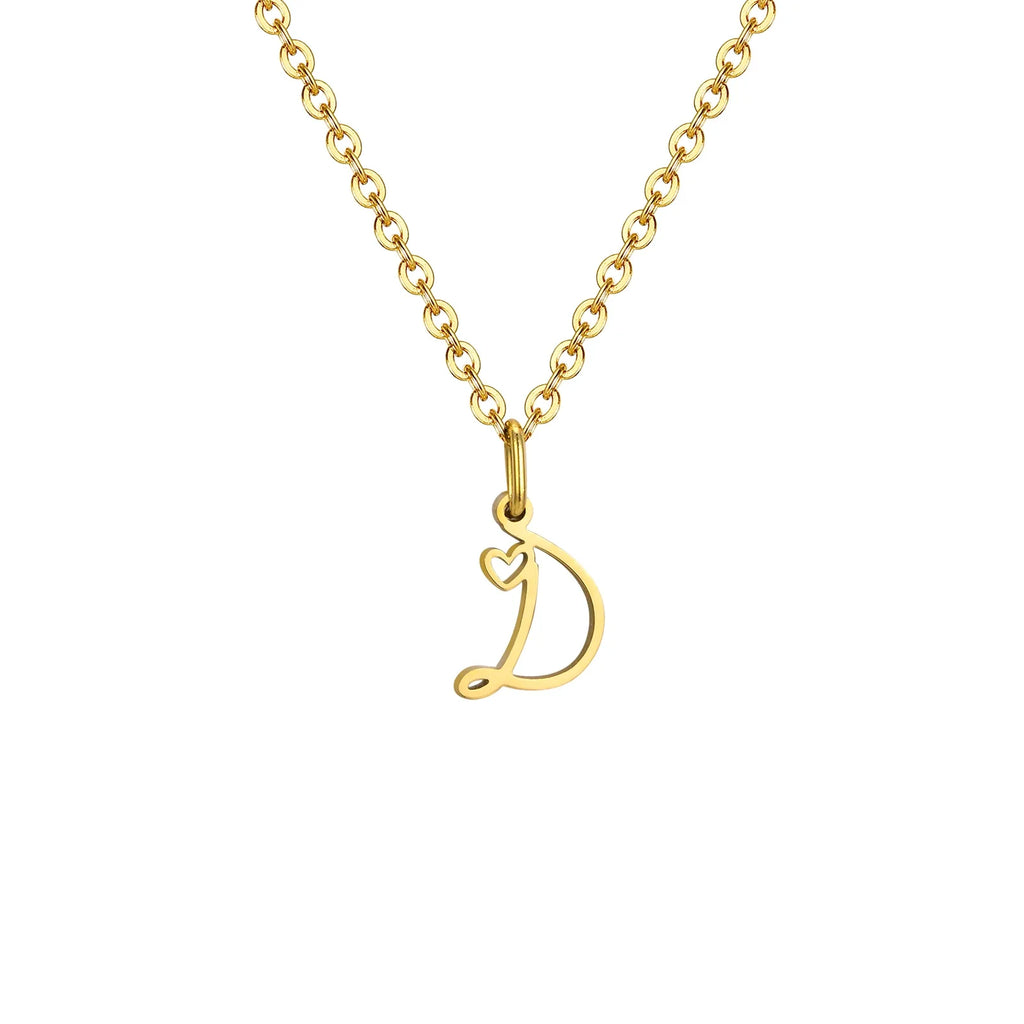 Damesketting met hanger met initiaalletter en hart d