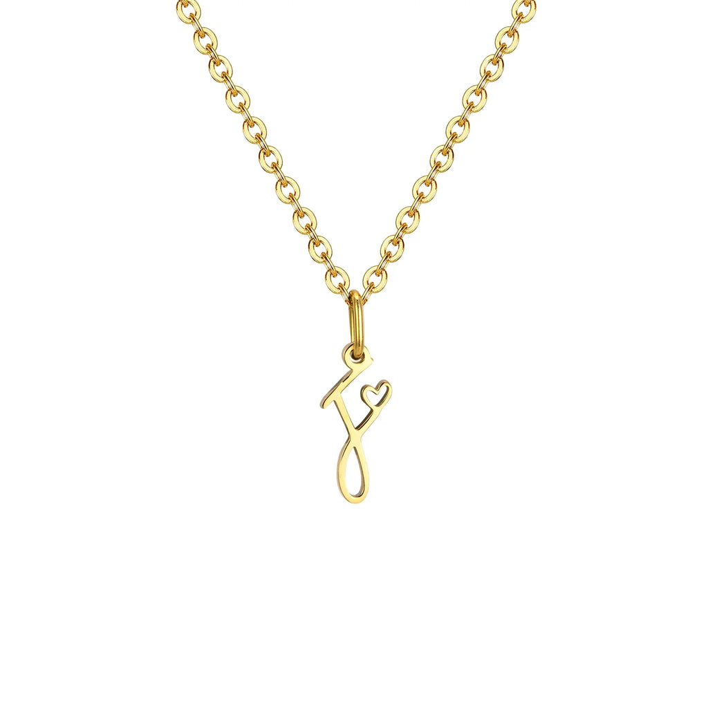 Damesketting met hanger met initiaalletter en hart f