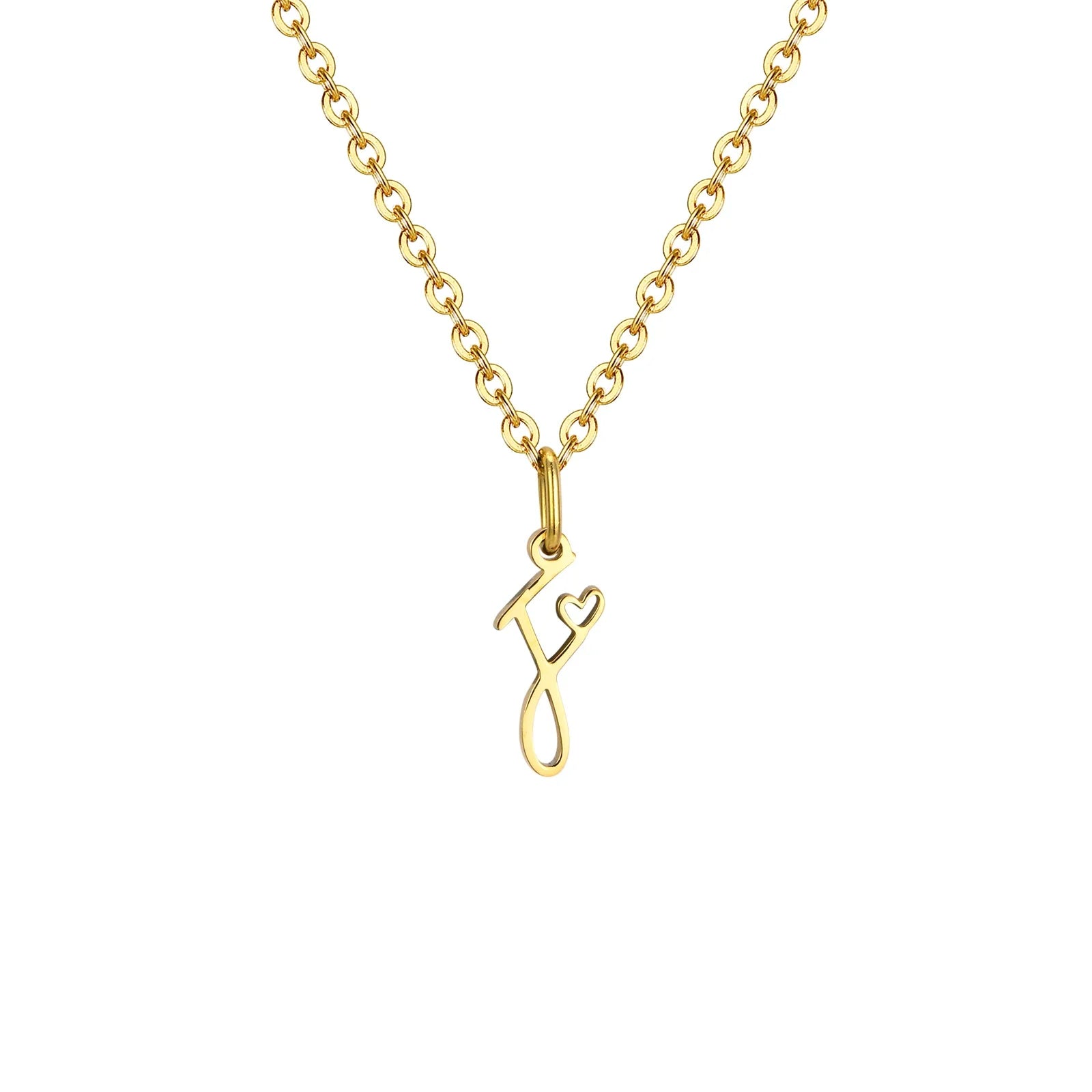 Damesketting met hanger met initiaalletter en hart f