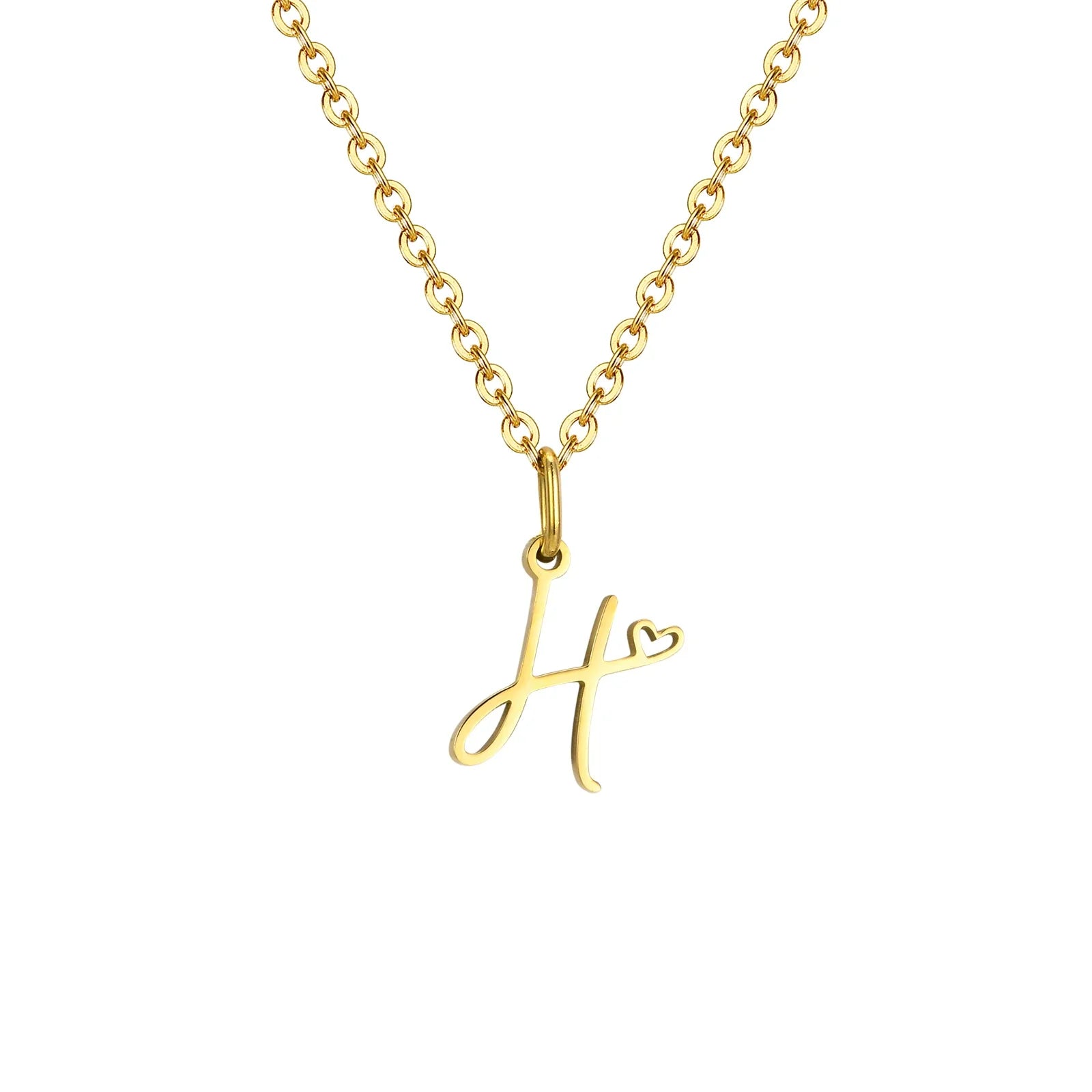 Damesketting met hanger met initiaalletter en hart h