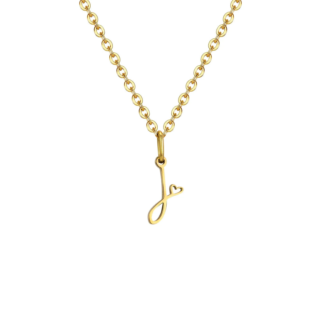 Damesketting met hanger met initiaalletter en hart j