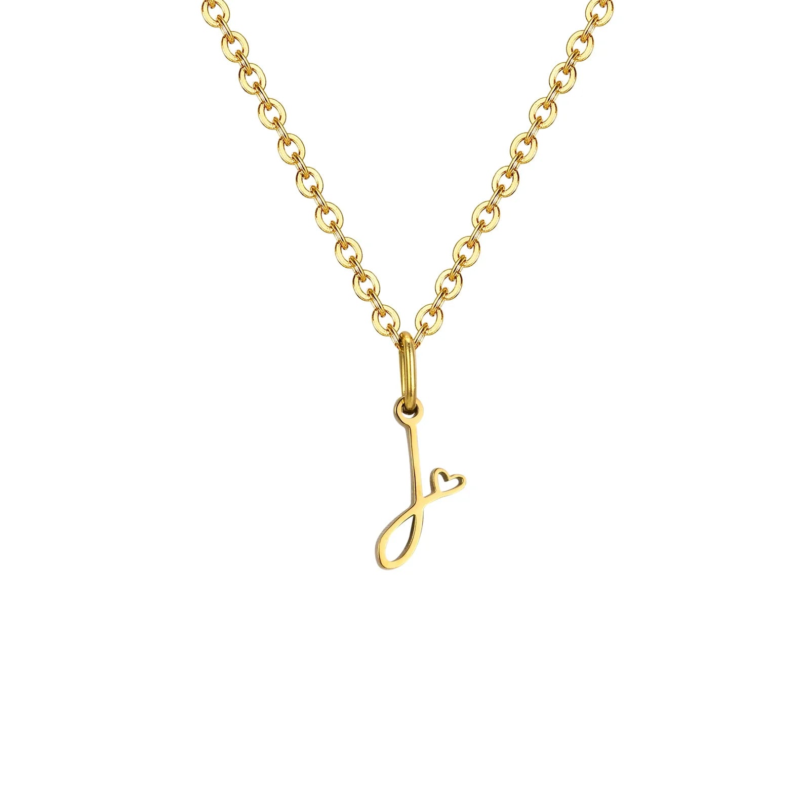 Damesketting met hanger met initiaalletter en hart j