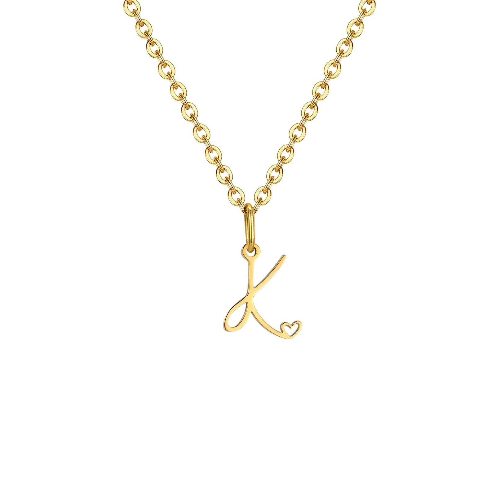 Damesketting met hanger met initiaalletter en hart k