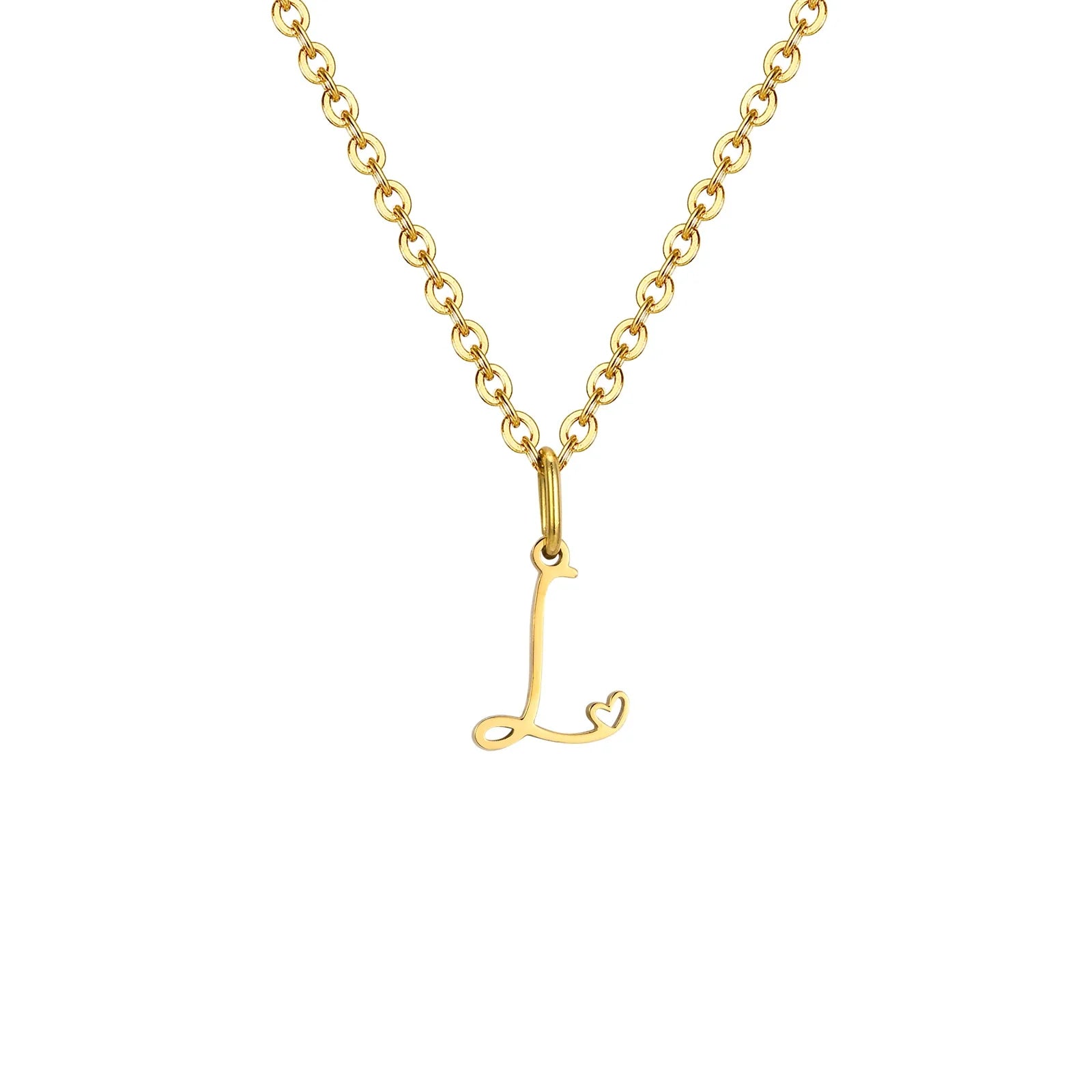 Damesketting met hanger met initiaalletter en hart l
