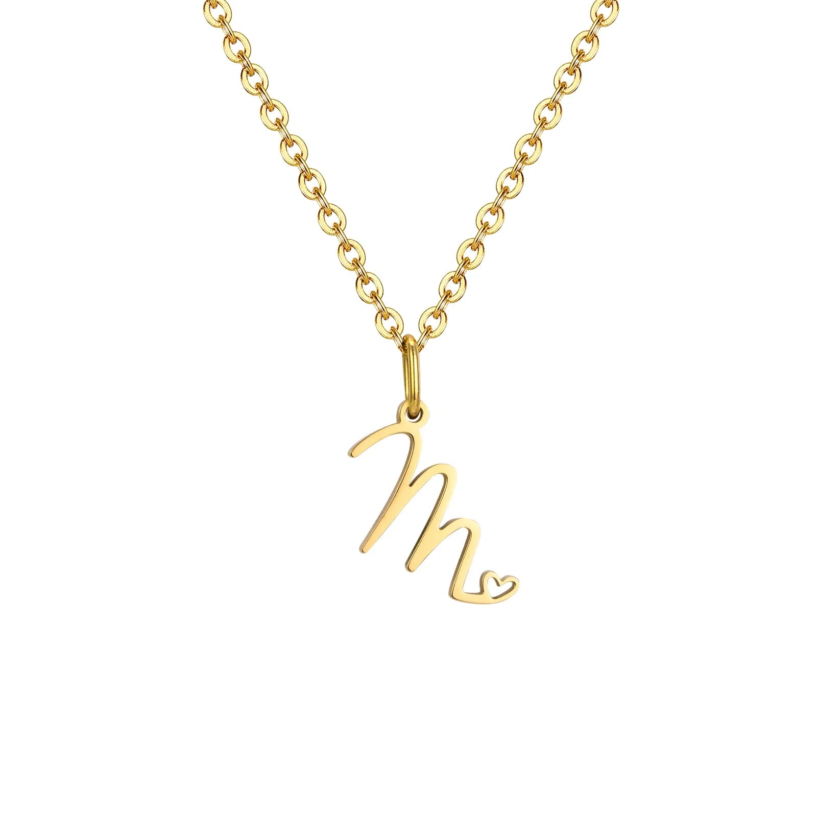 Damesketting met hanger met initiaalletter en hart m