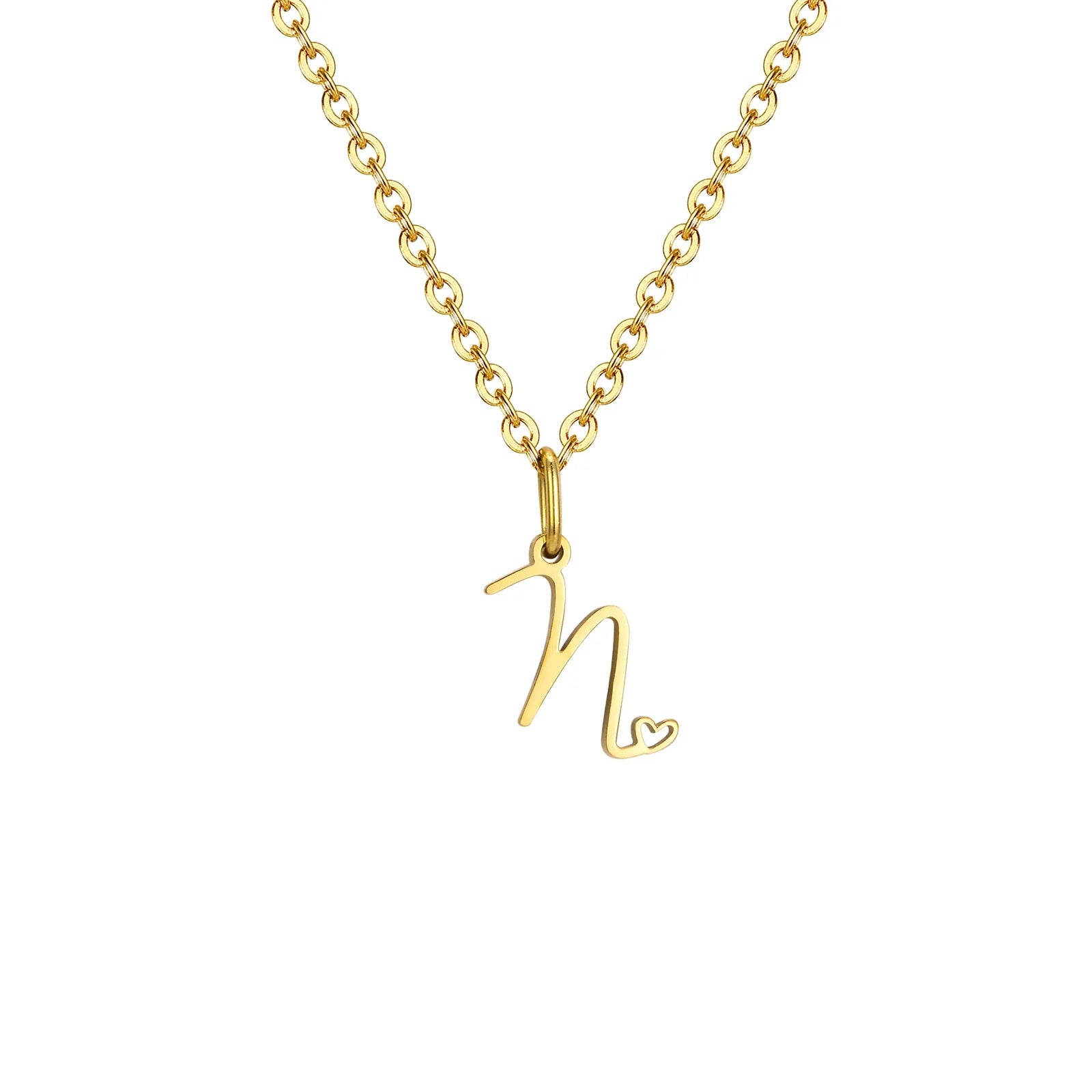 Damesketting met hanger met initiaalletter en hart n