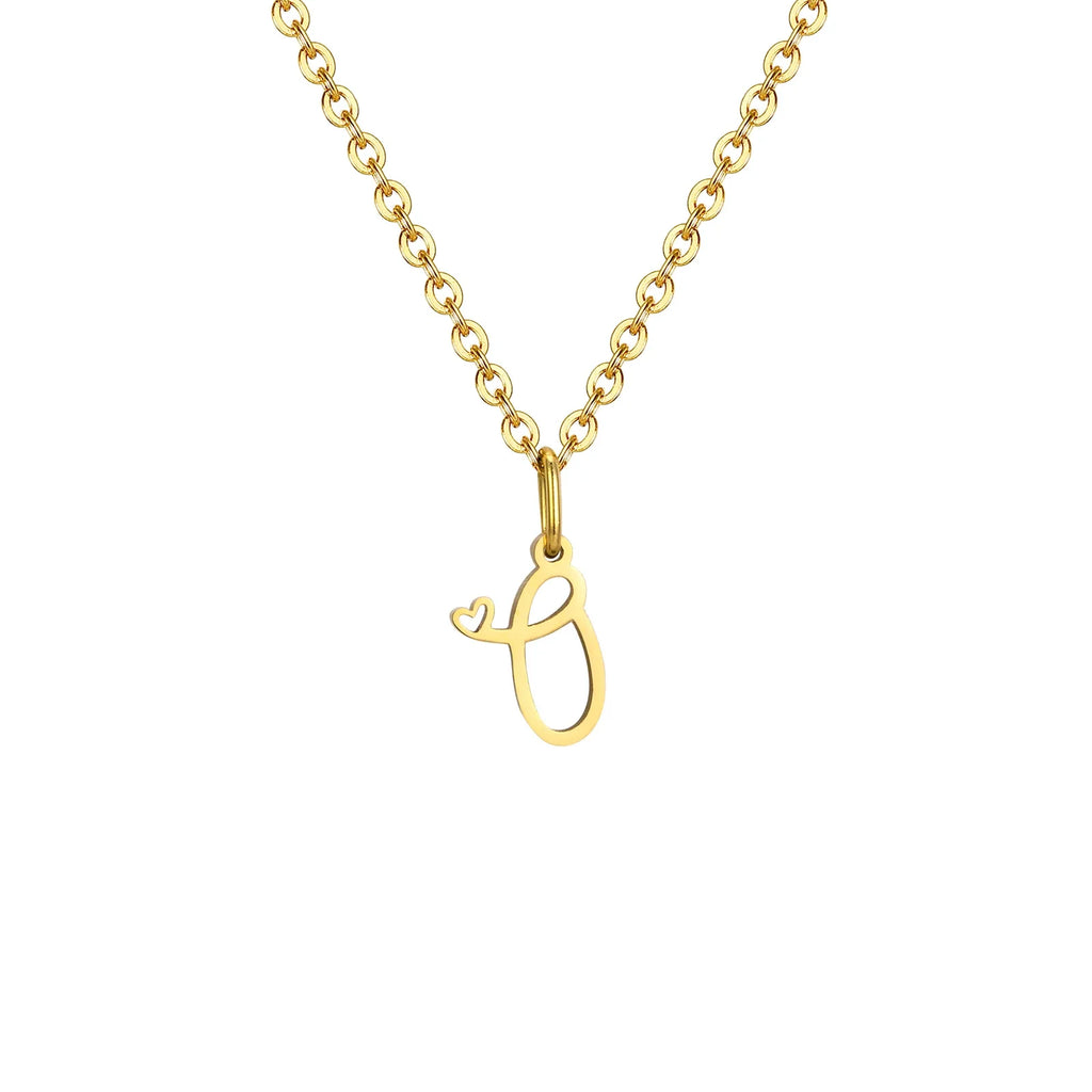 Damesketting met hanger met initiaalletter en hart o