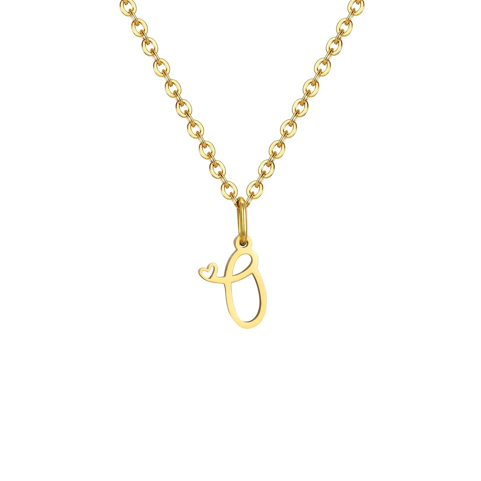 Damesketting met hanger met initiaalletter en hart o