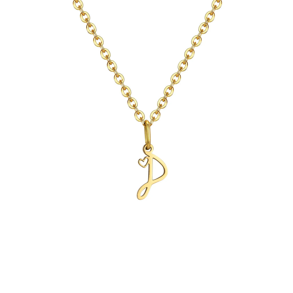 Damesketting met hanger met initiaalletter en hart d
