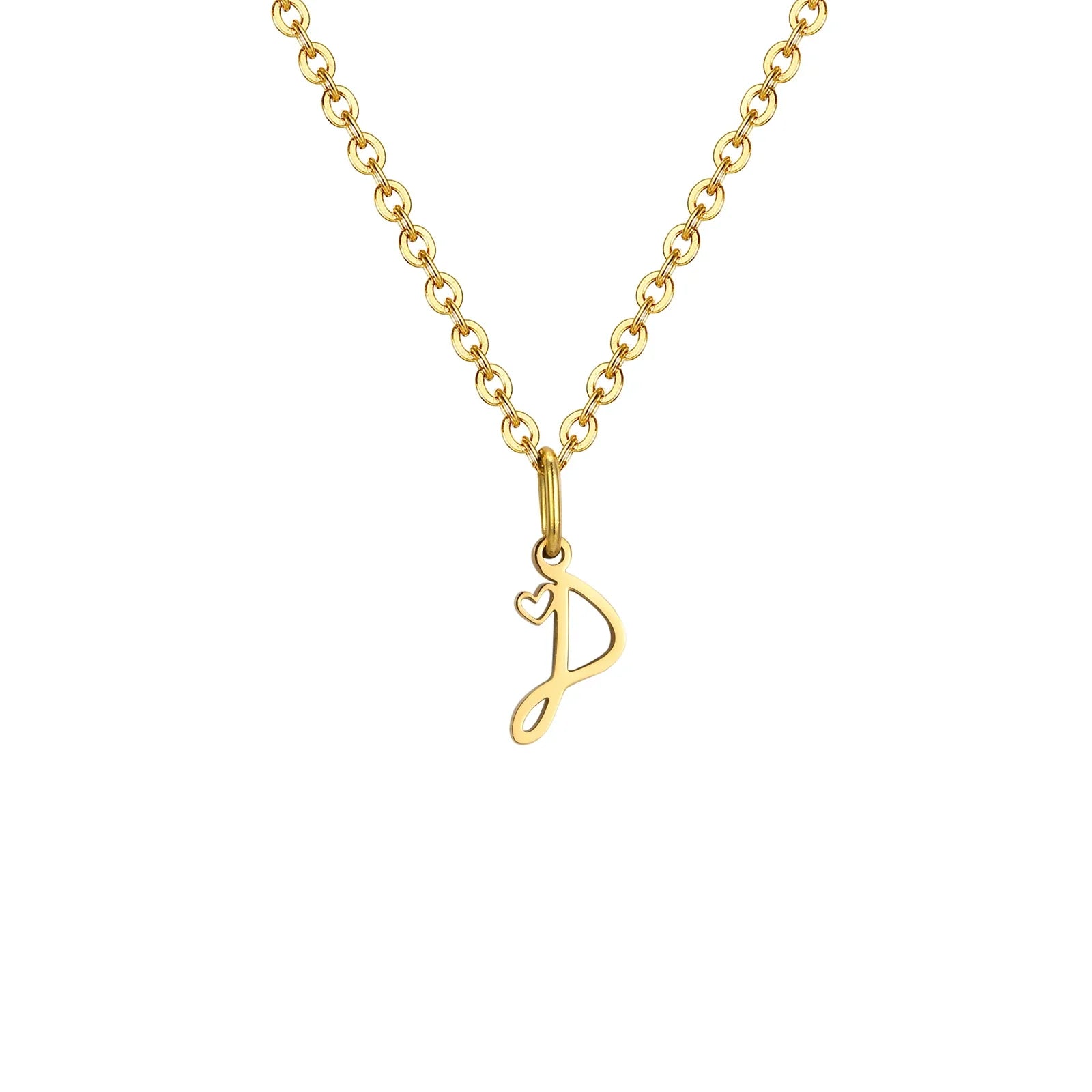 Damesketting met hanger met initiaalletter en hart d