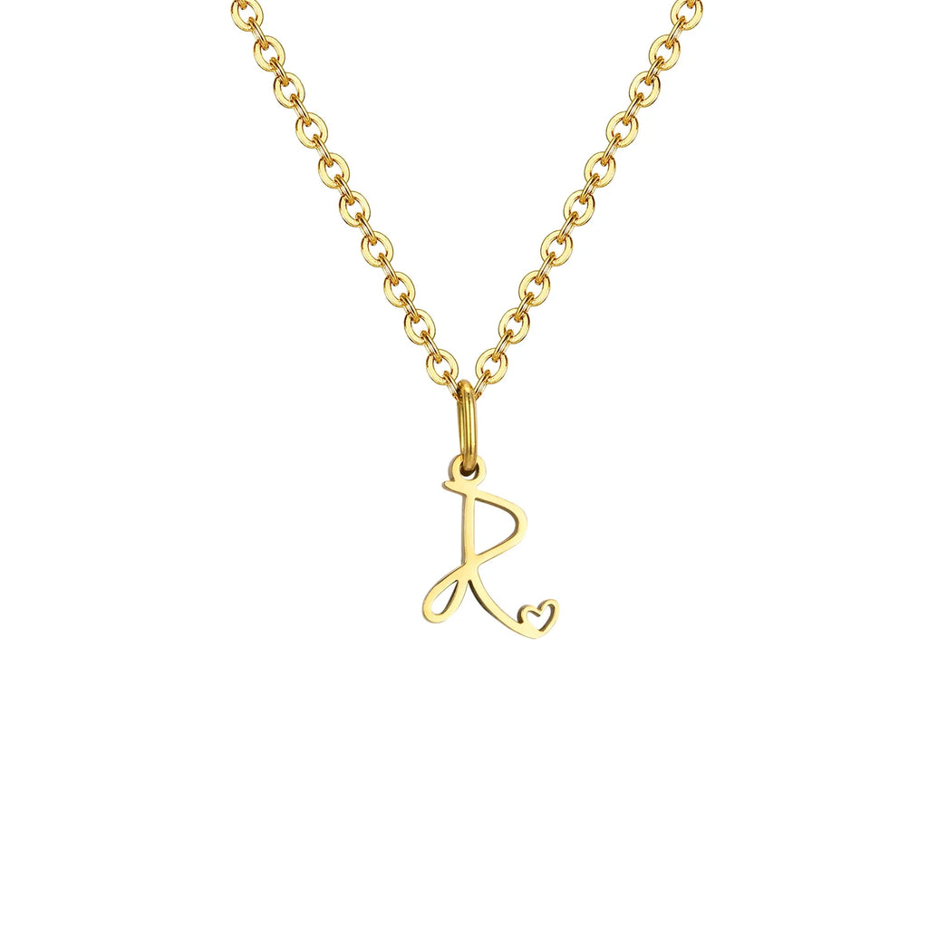 Damesketting met hanger met initiaalletter en hart r