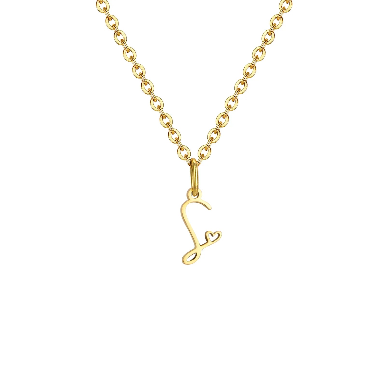 Damesketting met hanger met initiaalletter en hart s