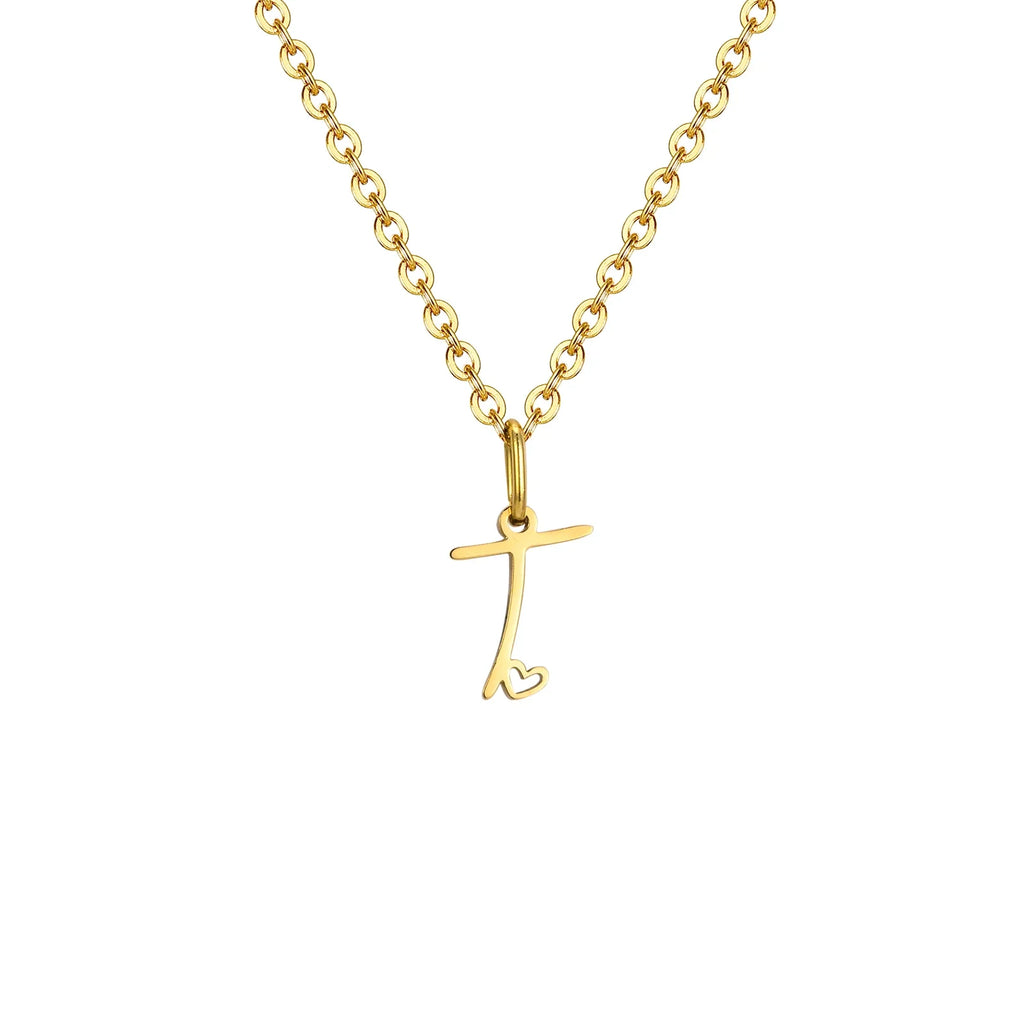 Damesketting met hanger met initiaalletter en hart t
