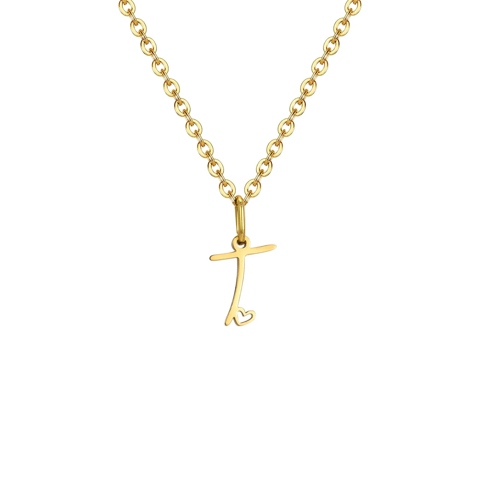 Damesketting met hanger met initiaalletter en hart t