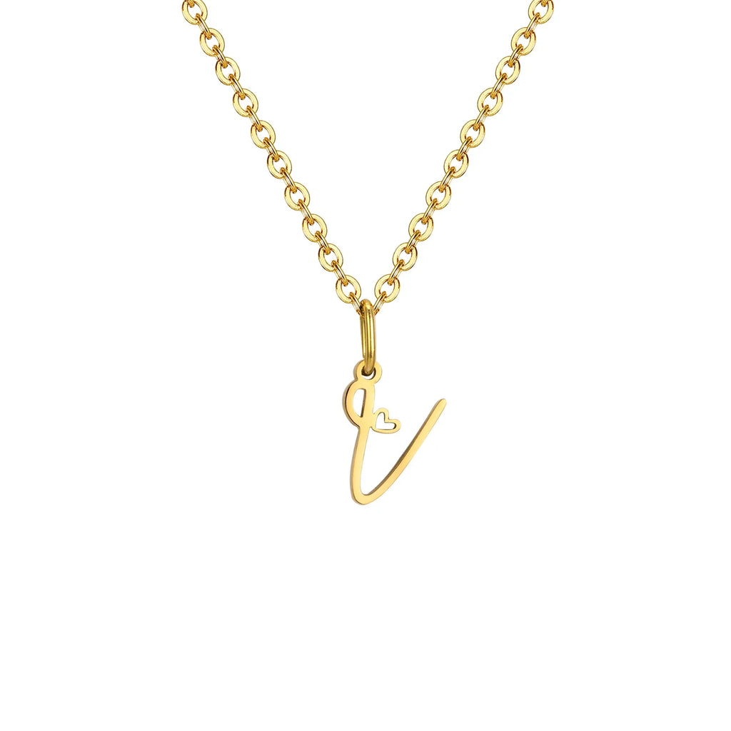 Damesketting met hanger met initiaalletter en hart v