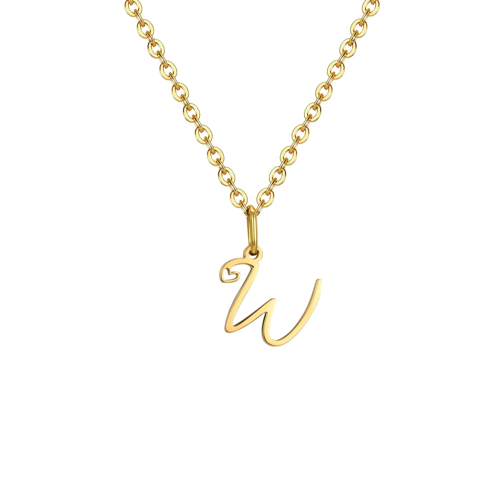 Damesketting met hanger met initiaalletter en hart w