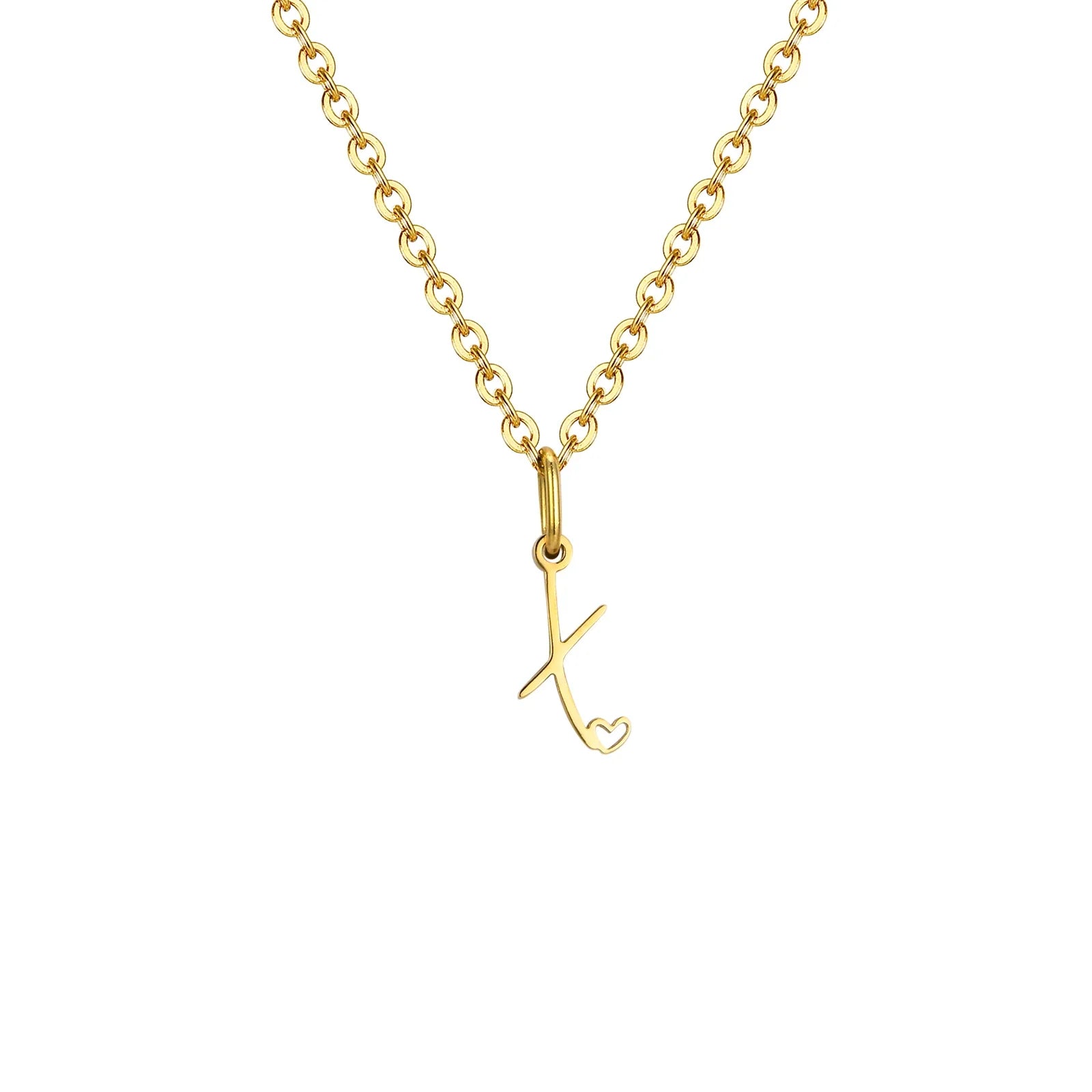 Damesketting met hanger met initiaalletter en hart x