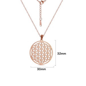 Collier Fleur de Vie Perles Pendentif Mandala Homme Femme Dawapara or rose