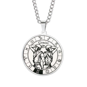 Collier Horoscope Pendentif Constellations du Zodiaque Argent  gémeaux