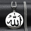 Lange ketting met Allah islamitische moslim hanger voor man of vrouw zilver