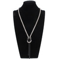 Lange ketting met knoop-hanger in zilver en zwart