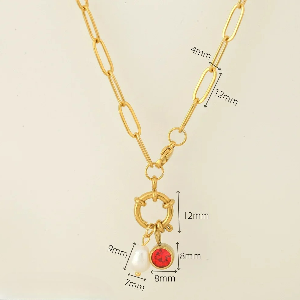 Schakelketting met parelhanger en geboortesteen