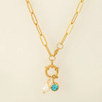 Schakelketting met parelhanger en geboortesteen december