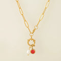 Schakelketting met parelhanger en geboortesteen januari