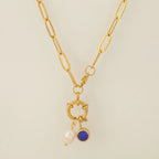 Schakelketting met parelhanger en geboortesteen september