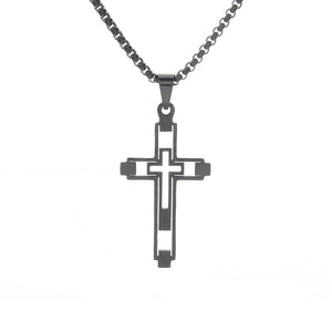 Collier & Médaillon Croix noir