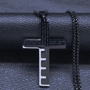 Collier & Médaillon Croix Pendentif Homme Chrétien noir