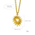 Collier motif soleil éclatant et cœur central