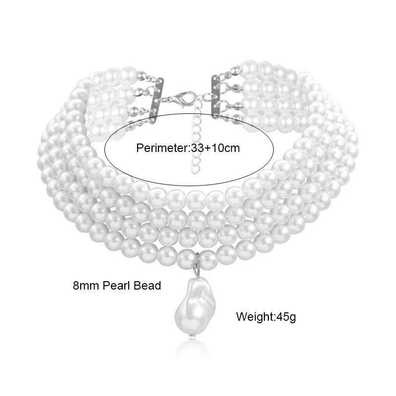 Meerlagige parelketting met parelhanger 