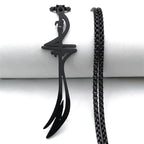 Zwarte ketting met Arabisch islamitisch moslim <span data-glossary-id="sword">Ali Zulfikar zwaard</span> hanger