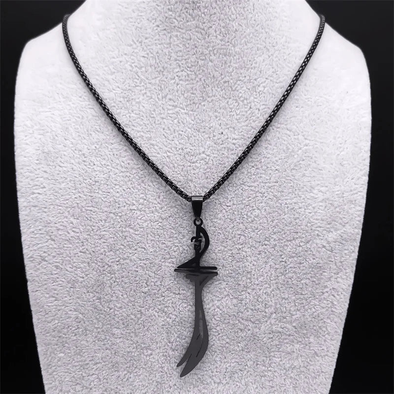 Zwarte ketting met Arabisch islamitisch moslim <span data-glossary-id="sword">Ali Zulfikar zwaard</span> hanger