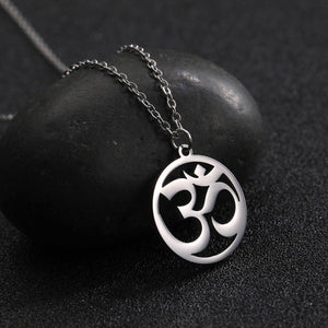 Collier Om Bouddhiste argent