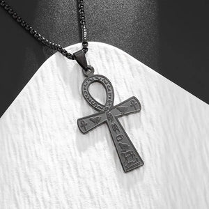 Collier Pendentif Amulette Croix D'Ankh Egypte noir