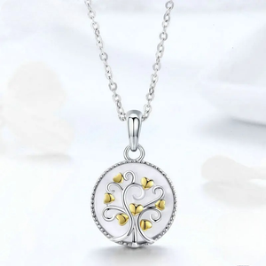 Collier Pendentif Arbre de Vie Blanc