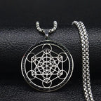 Collier Pendentif Cube de Métatron avec Crystal noir