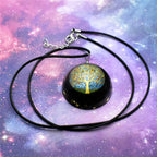 Collier Pendentif avec Arbre de Vie en Tourmaline Noire