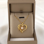 Collier Pendentif avec Coeur et Fleur Tournante Anti-Stress