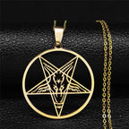 Collier Pendentif Baphomet Satan Gothique or