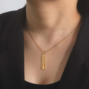 Collier Pendentif Cartouche Hiéroglyphes Egypte or style 1