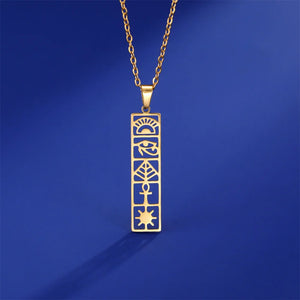 Collier Pendentif Cartouche Hiéroglyphes Egypte or style 1