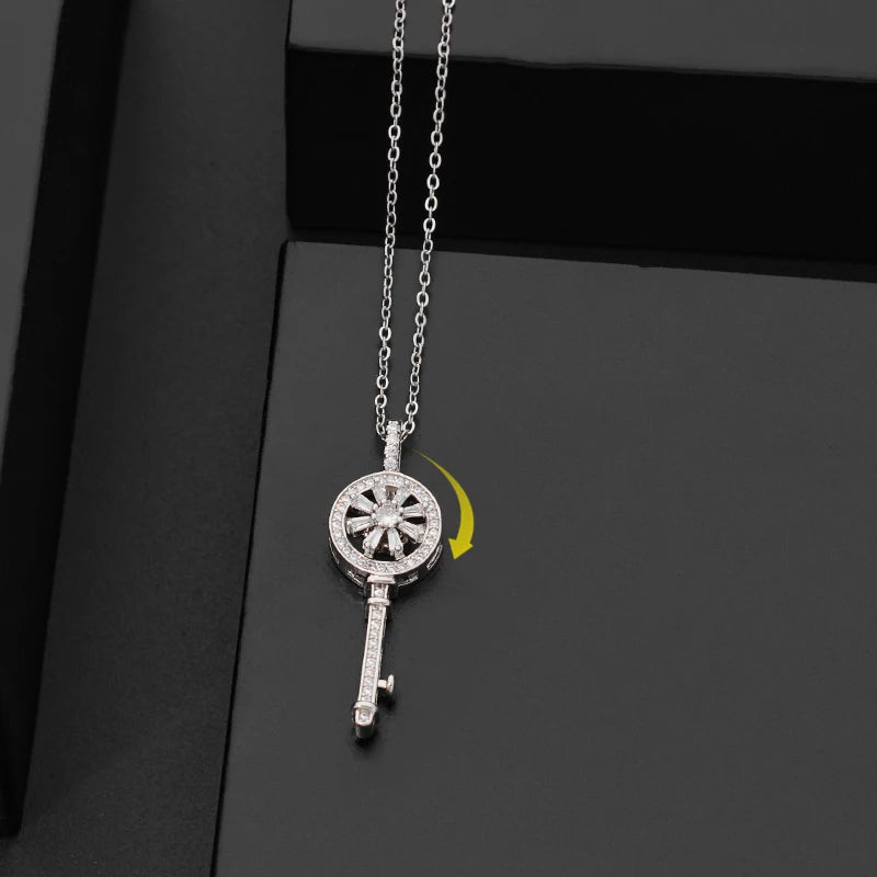 Collier Pendentif Clef Tournant Anti-Stress argent