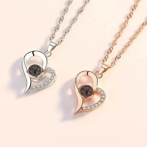 Collier Pendentif Cœur "Je T'Aime" avec Boîte Cadeau