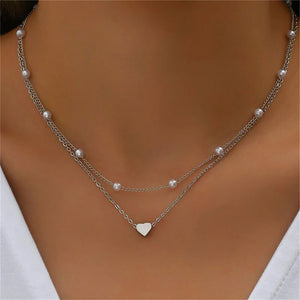 Collier Pendentif Coeur & Perles argent