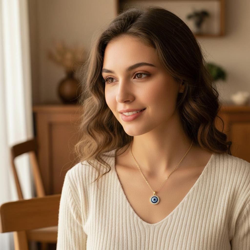 Turkse Blauwe Oog Hanger met Ketting