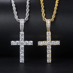 Collier & Pendentif Croix Zircons argent